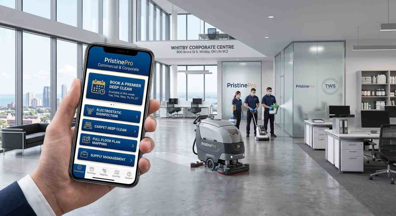 Commercial cleaning and office janitorial team by Pristine Maintenance